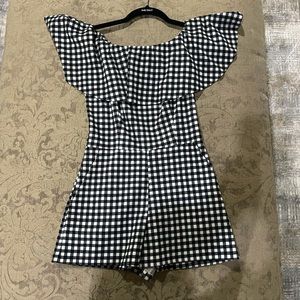 Black & White Gingham Romper